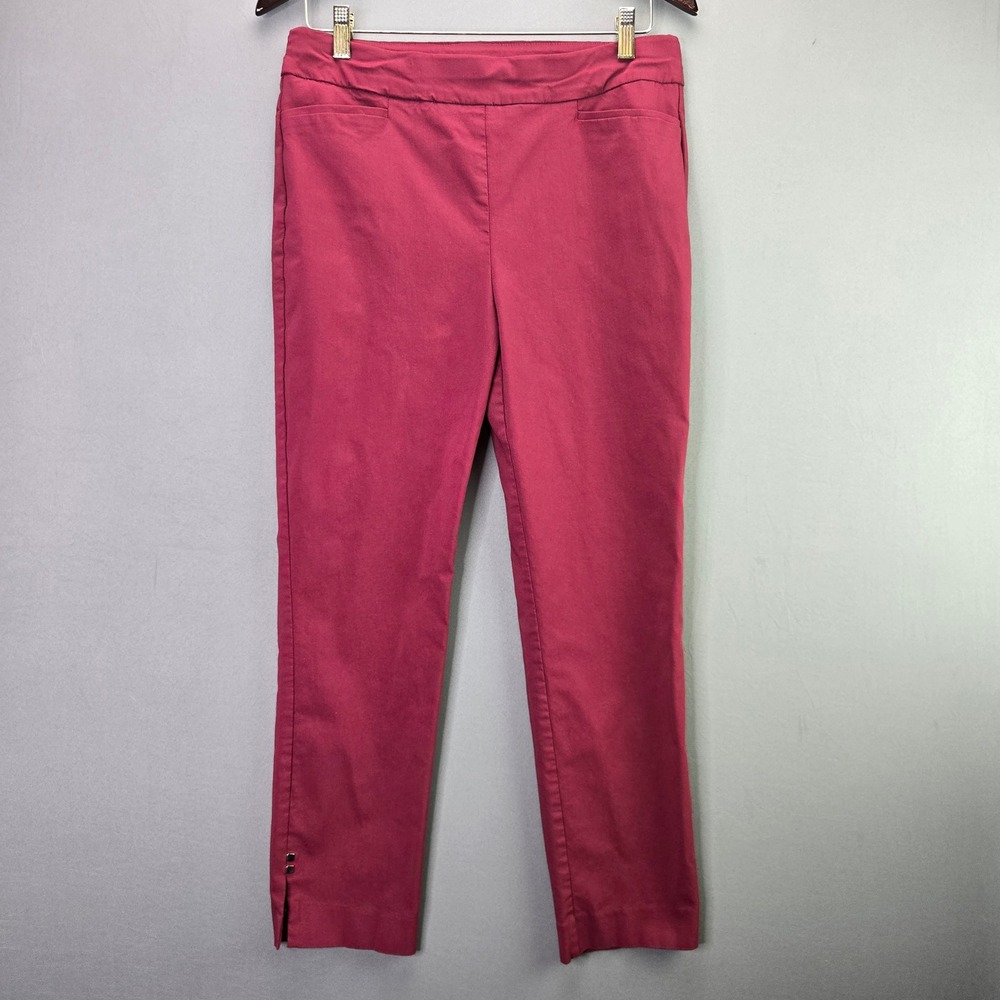 Ruby Rd Pull On Ankle Pants Slim Leg Stud Detail Pink Size 10 Stretch Casual